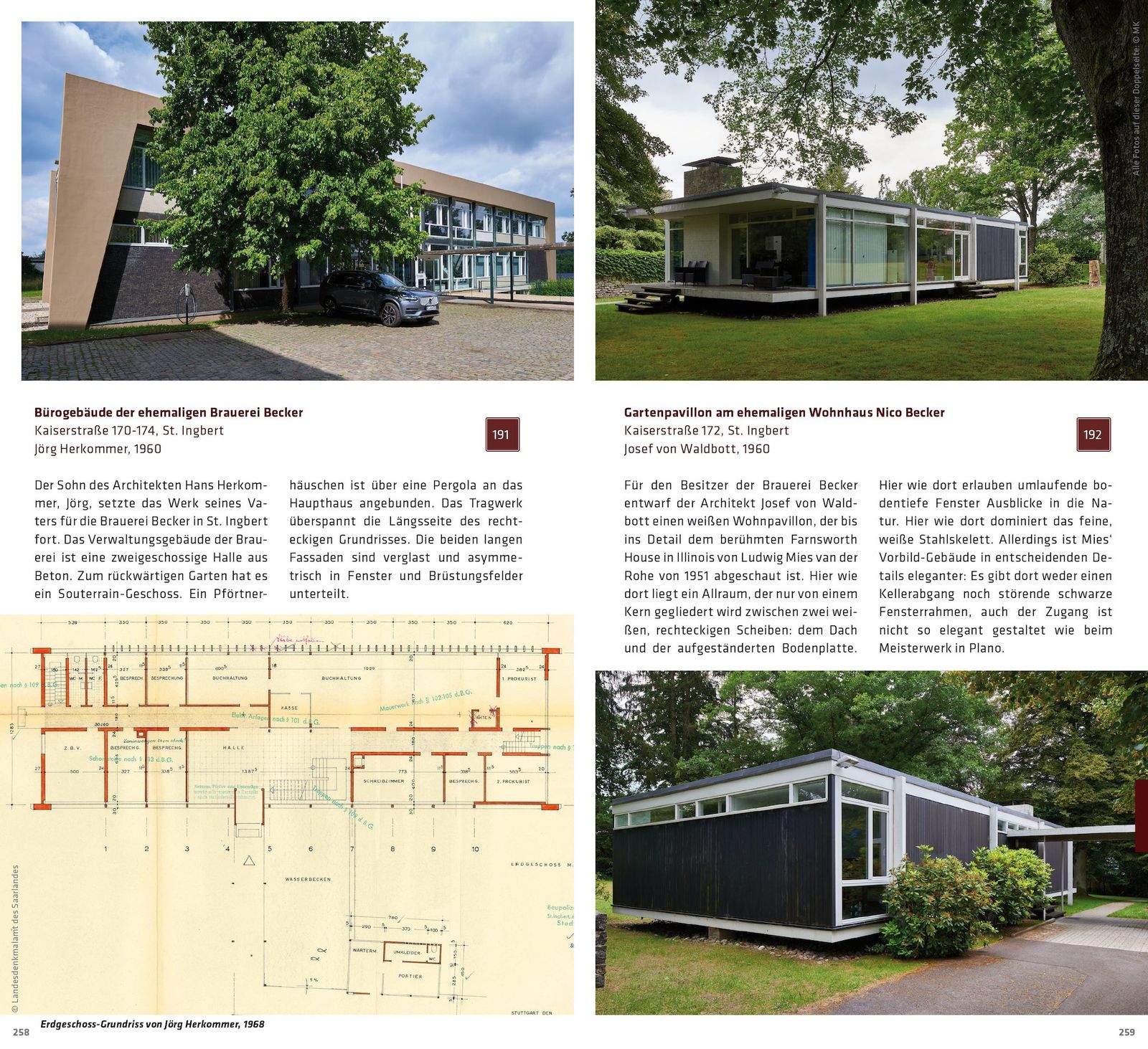 Doppelseite aus dem Architekturführer Saarland